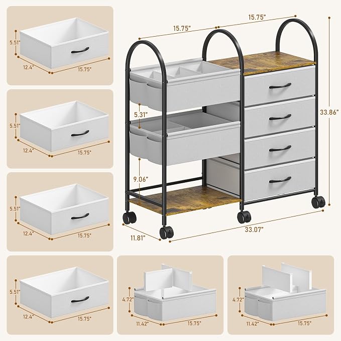 Baby Diaper Caddy Organizer Cart with Wheels, 4-Tier Rolling Diaper Cart with Dividers and Drawers, Multi-Layer Nursery Storage for Diapers & Baby Essentials - Image 2