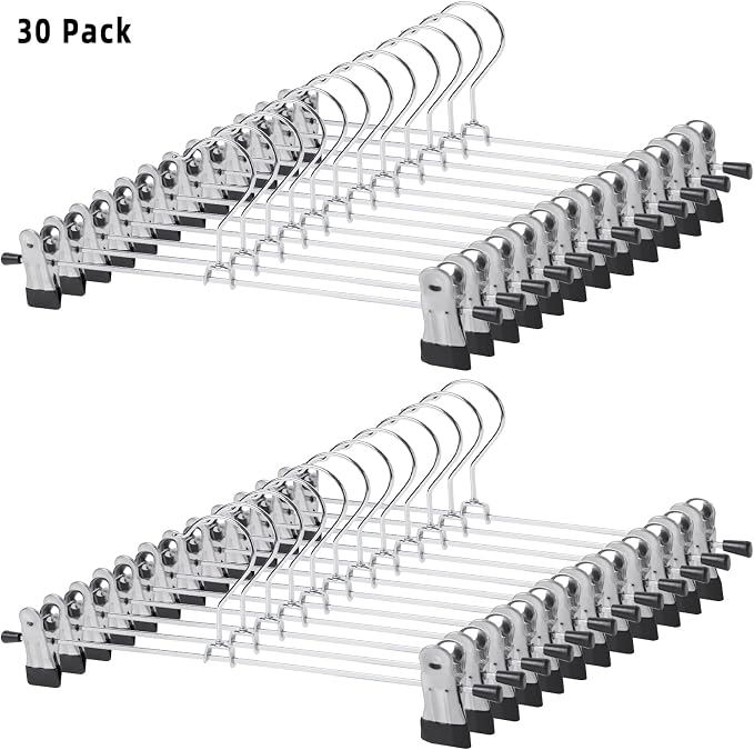 GoodtoU Pants Hangers, 30Pack Skirt Hangers with Clips Metal Hangers for Pants Clips Men Women Kids Trouser Shorts Jeans Clothes - Image 7