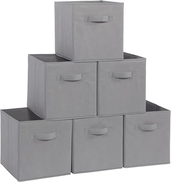 Storage Cubes, 11 Inch Cube Storage Bins, Set of 10, Fabric Foldable Storage Bins With Handles, Closet Storage Organizer Bins, Cubby Clothing Storage Baskets for Shelves, Gray - Image 5