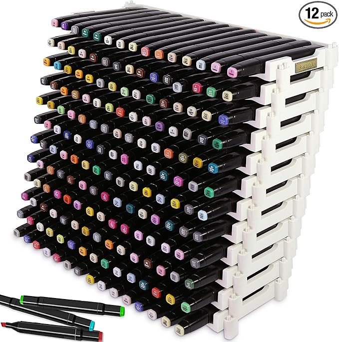 12 layers Universal Marker Storage Trays, Penholder Display for 180 Pens SN01W Pencil Organizer Holder for Desk (White-12 layers) by Evemodel