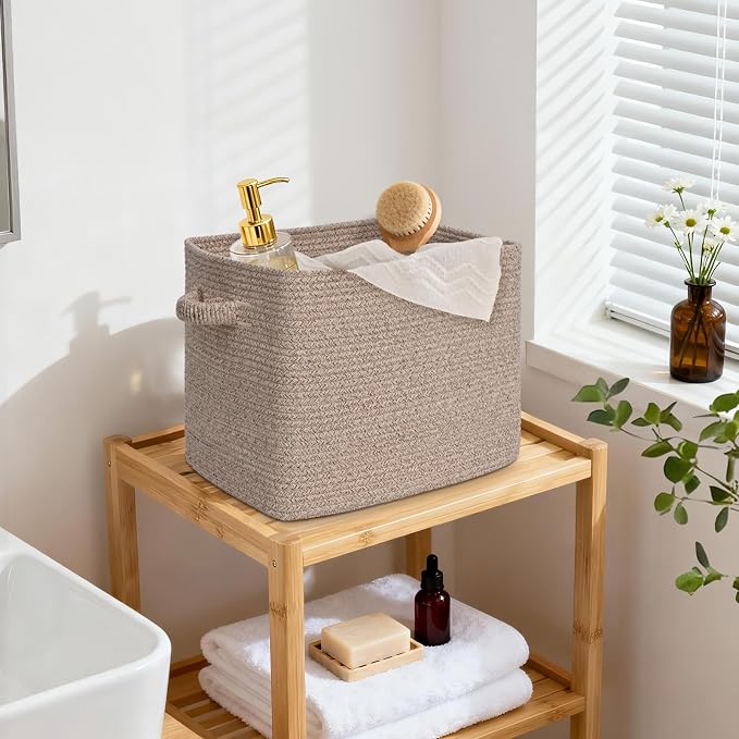 15×13 Inch Storage Cubes, 3 Pack Cube Storage Bins for Organizing, Cotton Rope Woven Baskets for Shelves, Bathroom, Kids Room, Closets, Baby Nursery - Image 6