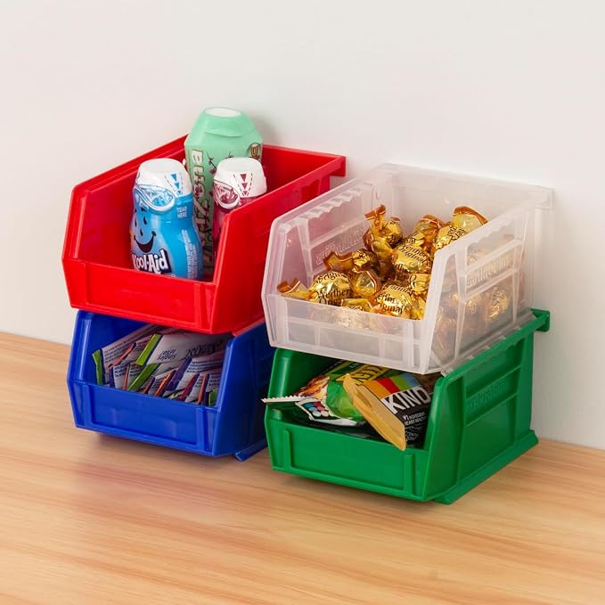 Akro-Mils 30210 AkroBins Plastic Storage Bins, 5"x4"x3", Red, 24-Pack | Space-Saving Stackable Bins for Garage, Pantry, Craft Organization - Image 2