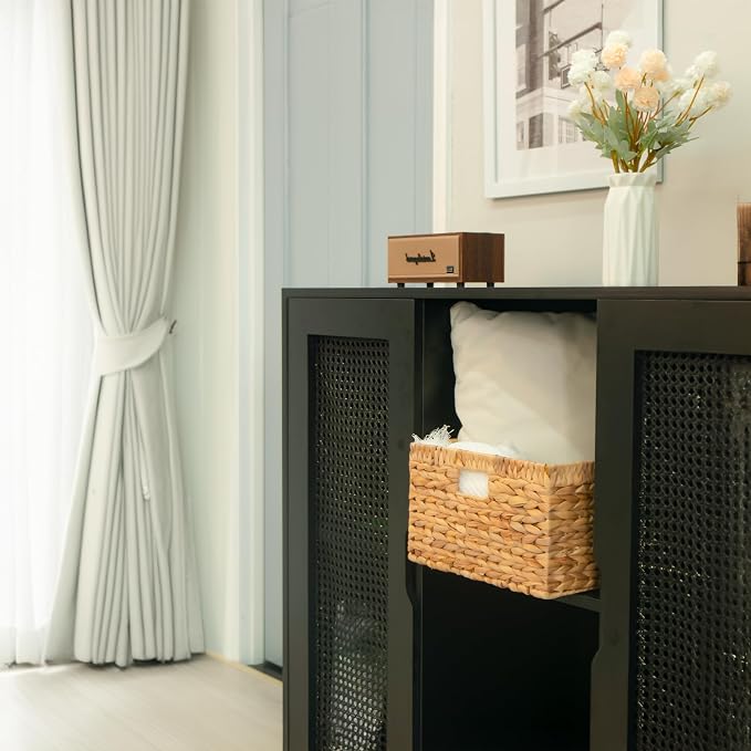 KOKODO 16.5"Lx13"W Extra Large/Jumbo Wicker Storage Baskets with Chalkboard, Stylish and Durable Water Hyacinth Rectangle Handwoven Basket Bin with Metal Frame & Handle for Room Organizing - Image 6