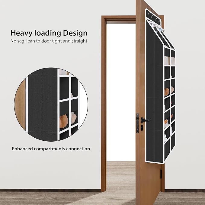 Univivi Upgraded Over the Door Organizer for Baby Nursery, Black, 5-Shelf | Fabric Door Organizer with Clear Window Deep Pockets, Over Door Hanging Organizer for Baby Essential, Bedroom, and Dorm - Image 2