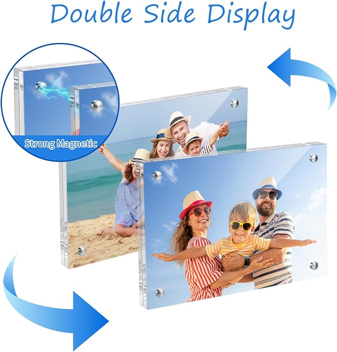 5X7 Acrylic Picture Frame with Stand Clear Magnetic Photo Fridge | Desktop Frameless Photo frame,Can be placed vertically,laid flat,or attached to the fridge,for Family, Baby, Friend Best Gift - Image 4