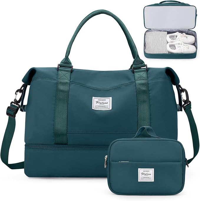 Weekender Bags for Women, Carry-On Overnight Travel Duffel Bag | Travel Bag with Shoes Compartment & Toiletry Bag, Extra Large by SYCNB