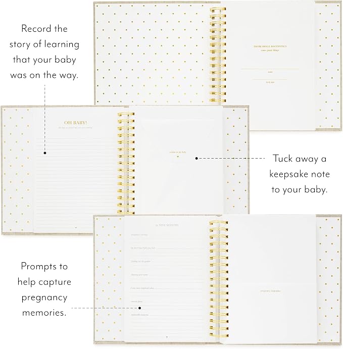 Sugar Paper Baby Keepsake Book, Memory Book from Pregnancy to First Year, Milestone Journal with Pocket Storage, Baby Shower Idea, Gender Neutral Gift, Cloth Hardcover, Rose Linen - Image 5