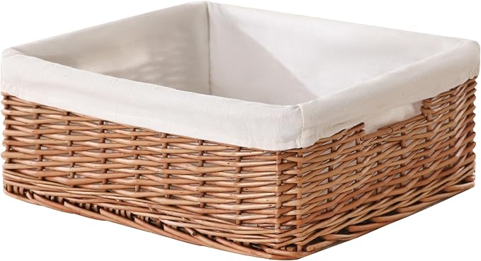 Handwoven Willow Storage Basket with Removable Cotton Liner – Fits 13’’ Cabinets, Eco-Friendly Organizer for Home Décor by LONGEROWickerWorks