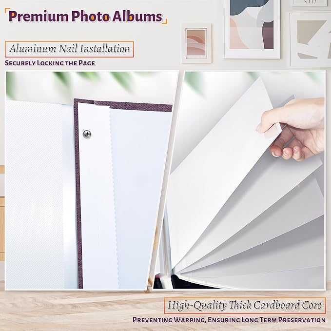 Artfeel Photo Album Self Adhesive Scrapbook,60 Pages Large Photo Book for 4x6,5x7,8x10 Pictures,DIY Album for Baby Wedding Family Travel Birthday,with Metallic Pen and Scraper - Image 4