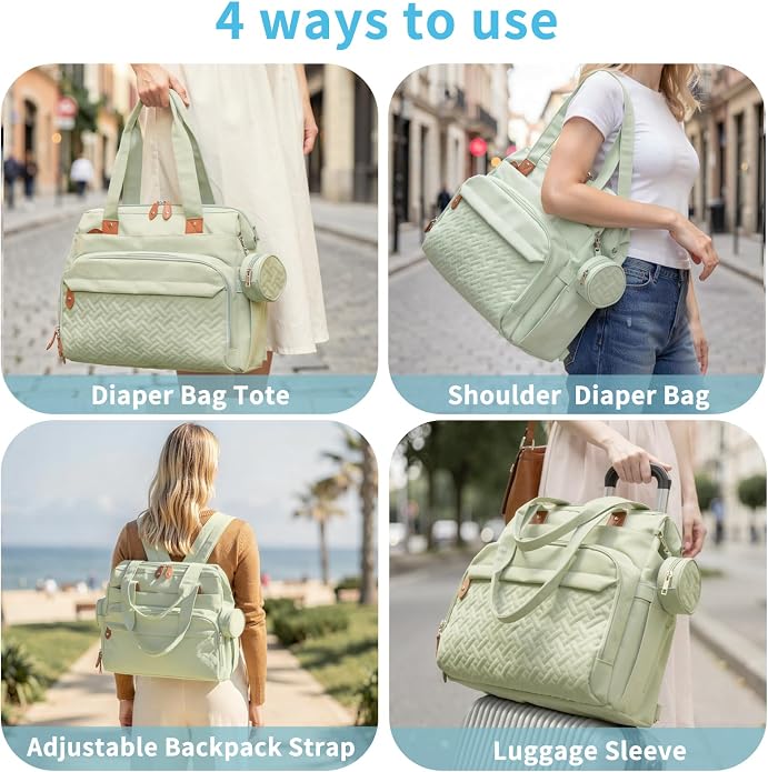 Diaper Bag with Changing Pad - Large Capacity Travel Diaper Bag Tote/Backpack for Mom and Dad - Image 6