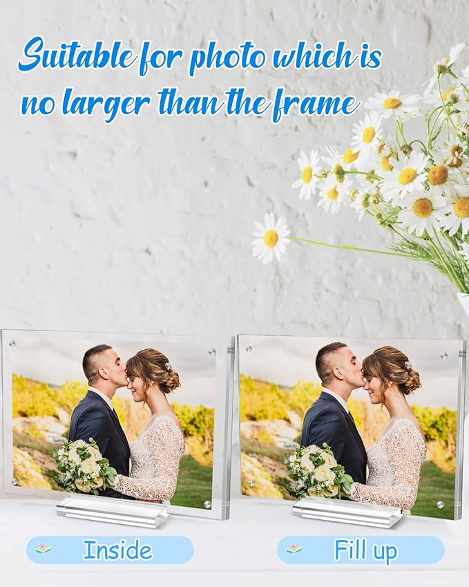 8x10 Acrylic Picture Frames, Clear Double Sided Magnetic Display | Crystal Clear Frameless Photo Frames, Freestanding Desktop Display with Detachable Stand & Gift Box - Image 3