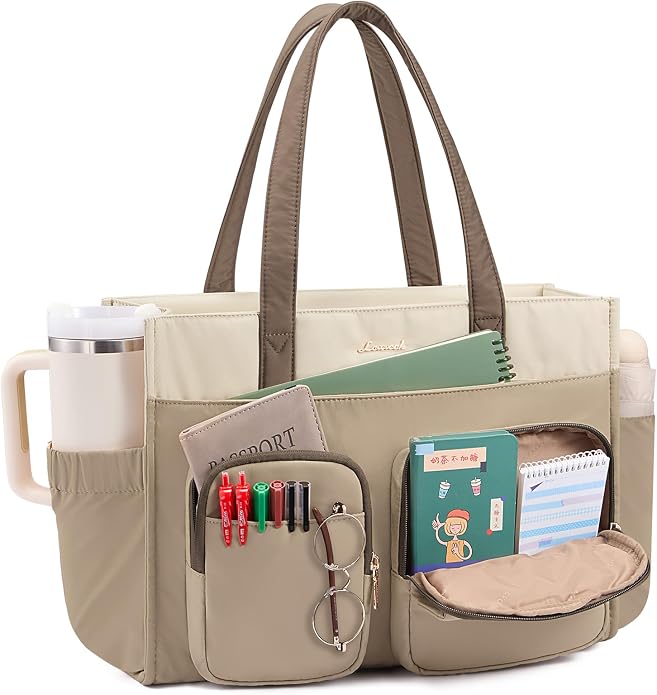 LOVEVOOK Teacher Tote Bag for Women,Multi-pocket Laptop Bag with Large Cup Holder,Nurse Bags Work Travel Computer Handbag by LOVEVOOK