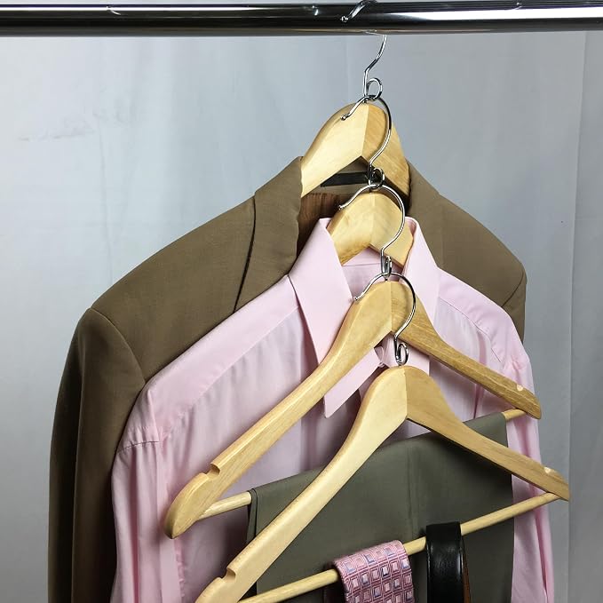Proman Products Kascade Space Saving Wooden Hangers Clothes Hangers 50 Pack | Kascade-style cascading design saves closet space and lets you customize your wardrobe organization in a natural wood finish. - Image 7