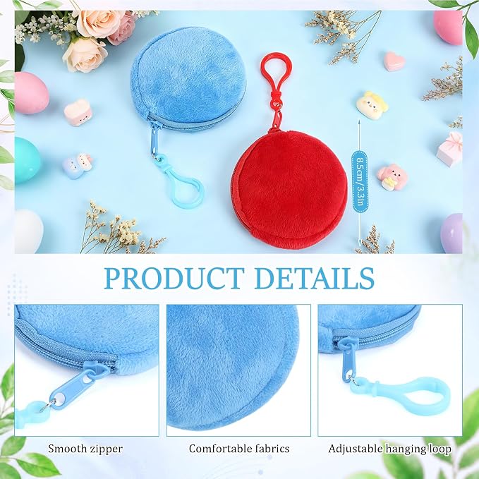Sanwuta Canvas Tote Bags Bulk with Zipper and Plush Coin Purses 18.5" Reusable Cotton Shopping Bags with Handle for DIY Craft - Image 5