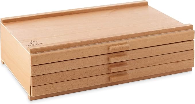 7 Elements 4 Drawer Wooden Artist Storage Supply Box for Pastels, Pencils, Pens, Markers, Brushes and Tools - Image 4