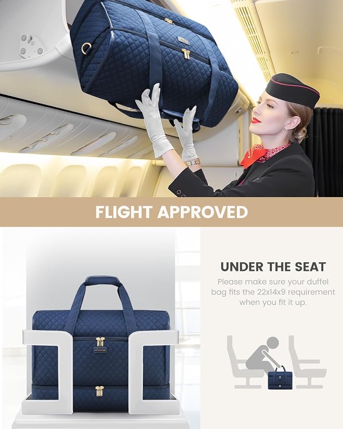 LOVEVOOK Travel Duffle Bag - Weekender & Overnight Bag with Toiletry & Wet Pocket, Carry-On Size, 3pc Set - Image 6