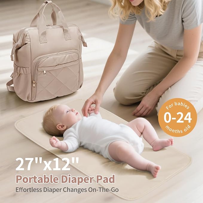 CEI-CEI Diaper Bag Backpack for Mom and Dad, Puffer Baby Bag Backpack with Insulated Pocket, Water-Resistant, Unisex Travel Backpack with Changing Pad & Stroller Straps - Image 6