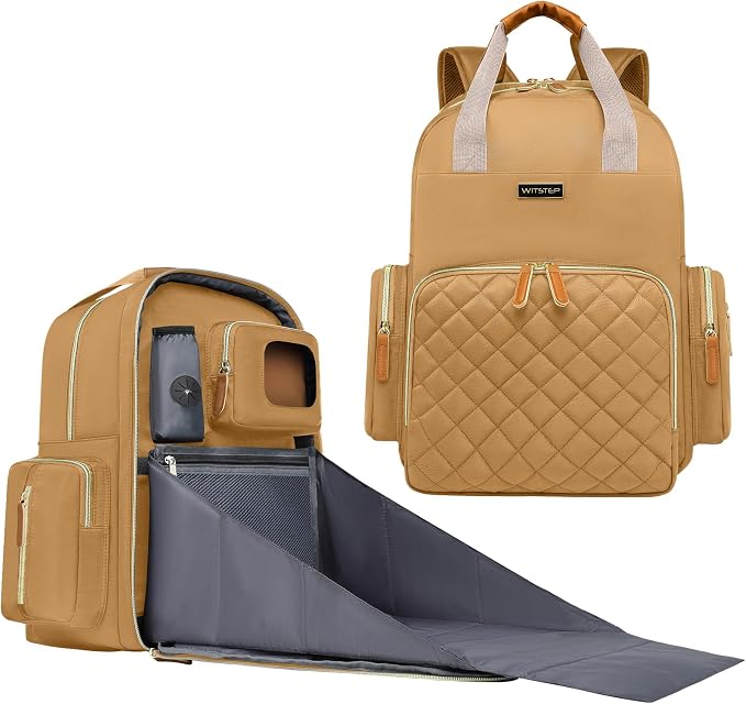 Diaper Bag Backpack with Changing Station, Baby Diaper Organizer Travel Bag | Large Capacity Diaper Bag for Moms Dads - Fold Out Changing Pad, Insulated Pockets, Stroller Straps, Baby Eessentials by WITSTEP