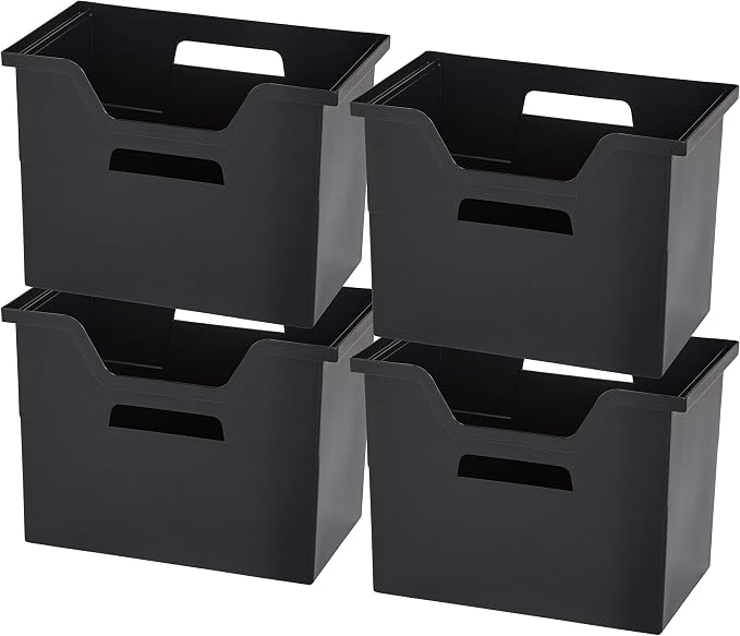 IRIS USA 4-Pack Large Desktop File Box with Open Lid, Black | Organize classroom papers, lesson plans and supplies with portable storage for teachers, schools and educators - Image 10