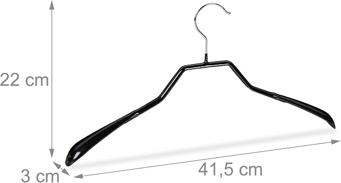 Relaxdays Suit Hanger Set of 30, Wide Shoulder Parts, Non-Slip, Rubber-Coated, Metal, Coat Holders, Black - Image 4