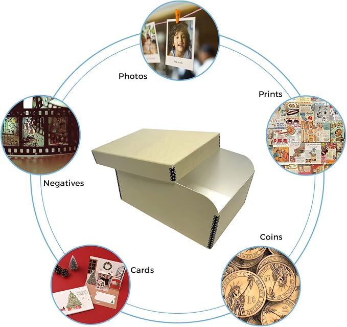 Lineco 4x6 Photo Storage Box, with 12 Acid-Free Envelopes, 5.5x7.5x11, Tan | Holds Up to 1000 3.5" x 5", or 4" x 6" Pictures, Metal Edge, Archival Organizer for Cards, Prints, Stickers, Stamps, Seeds - Image 8