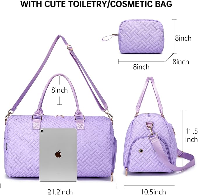 Duffle Bag for Travel, Weekender Bag with Shoe Compartment, Carry On Overnight Bag for Women with Toiletry Bag, Gym Bag with Wet Pocket, Hospital Bags for Labor and Delivery Beige - Image 2