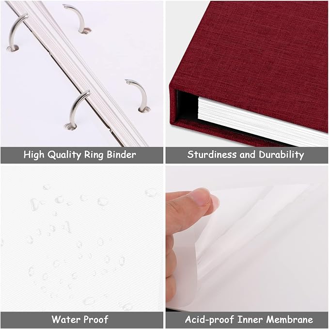Zesthouse 18 In Photo Album Self Adhesive with Picture Display Window, 3-Ring Scrapbook Albums 60 Pages Holds 10x12 8x10 5x7 4x6 Photos, DIY Photo Book Ideal Gift for Family Wedding Baby - Image 5
