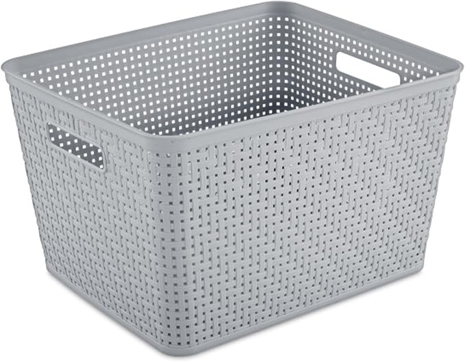 Sterilite 24 Pack Plastic Storage Bin Organization Containers, Tall Baskets, Cement - Image 2