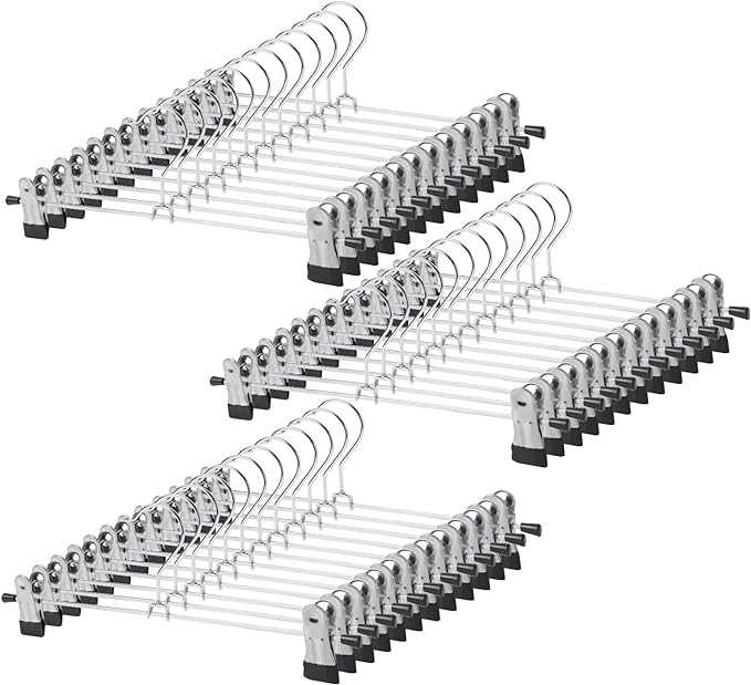 GoodtoU Pants Hangers, 50 Pack Skirt Hangers with Adjustable Clips for Men Women Kids Pants Shorts Trouser Jeans Clothes Closet Organization by GoodtoU