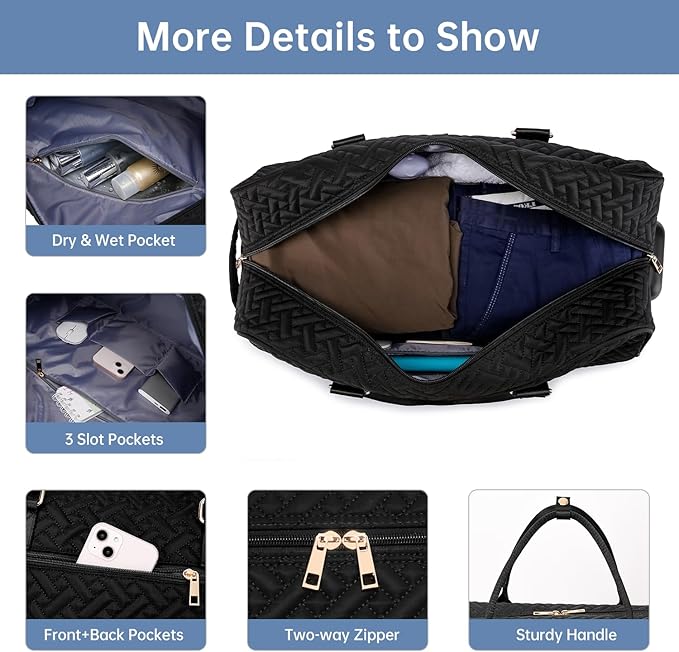Duffle Bag for Travel, Weekender Bag with Shoe Compartment, Carry On Overnight Bag for Women with Toiletry Bag, Gym Bag with Wet Pocket, Hospital Bags for Labor and Delivery Beige - Image 5