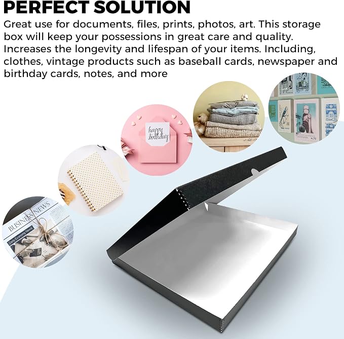 Golden State Art, Clamshell Archival Folio Storage Box 16x20 Inch, Black | Acid-Free Photo Box with Metal Edge Corner, Preserve And Store Paper Documents Cards Prints Arts and Crafts DIY Projects - Image 5
