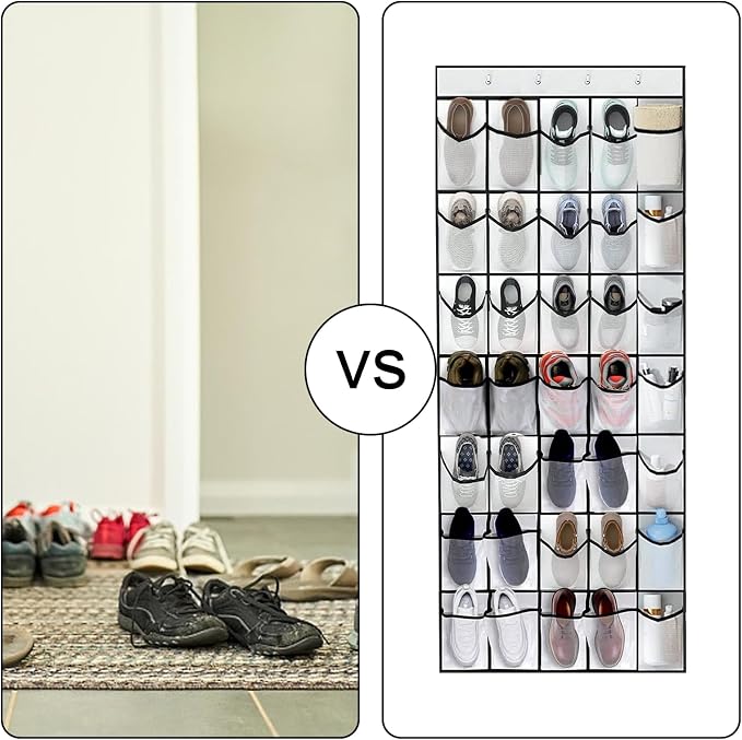 GAOHAN 35 Large Pockets Over Door Shoe Storage Organiser Wardrobe Shoe Rack Mesh Hanging Storage Shoe Hanger Holder, White - Image 5