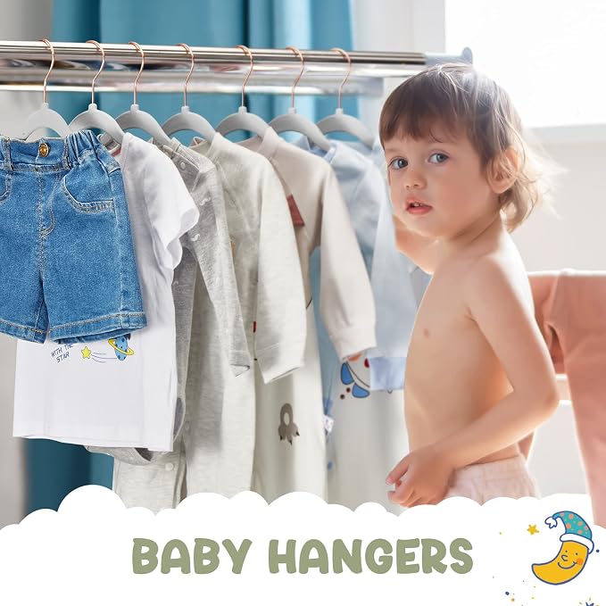 HOUSE DAY Velvet Baby Hangers for Closet, Kids Hangers Velvet 60 Pack, Non Slip Toddler Hanger 11.8 Inch, Durable Childrens Hanger for Newborn Baby Clothes- Gray | Gray Non Slip Toddler Hanger 11.8 Inch, Durable Childrens Hanger for Newborn Baby Clothe... - Image 2
