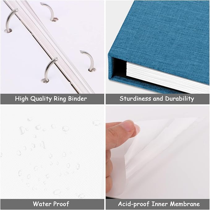 Zesthouse Large 18In Photo Album Self Adhesive 60 Pages, 3-Ring Scrapbook Albums Holds 8x10 5x7 4x6 Photos, DIY Magnetic Picture Book with Writing Space, Gift for Family Wedding Baby - Image 5
