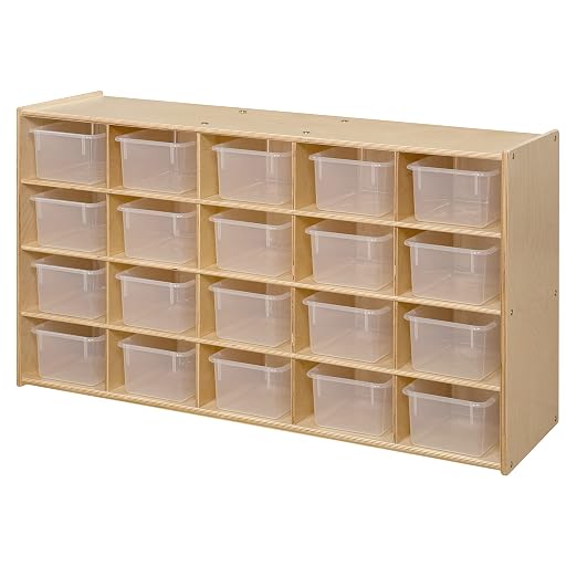 Contender Multi -Section Storage Cabinet with 20 Translucent Bins, Montessori Homeschool Toy And Craft Supplies Organizer, Greengaurd Certified [Fully Assembled] by Contender
