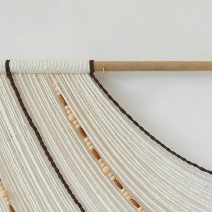 Macrame Wall Hanging Boho Wall Decor Beaded Fiber Art Handmade 57"W*35"L | Beaded Wall Art, Handmade Textile Design, for Bedroom Living Room Entryway, Easy Installation, Handcrafted Craft - Image 6