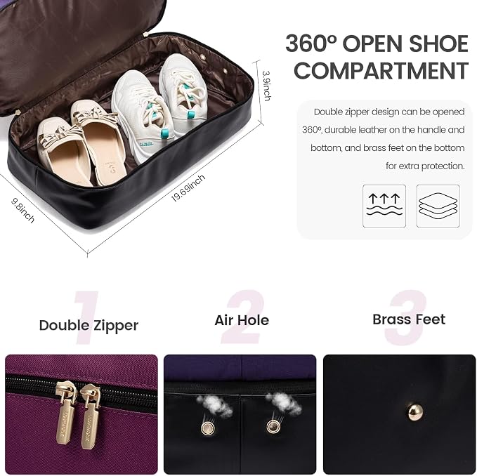 LOVEVOOK Weekender Bag for Women, Large Duffle Bag for Travel with 2 Packing Cubes, Carry on Overnight Bag with Shoe Compartment, Mom Hospital Bags for Labor and Delivery - Image 3