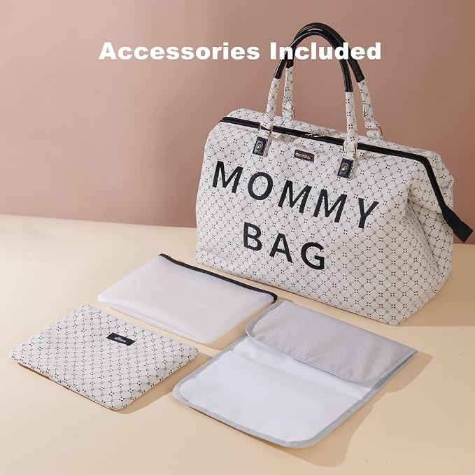 SUNVENO Mommy Bag, Large Hospital Bag with Changing Pad, Organizer Pouches & Luggage Sleeve for Travel & Diaper Essentials - Image 5