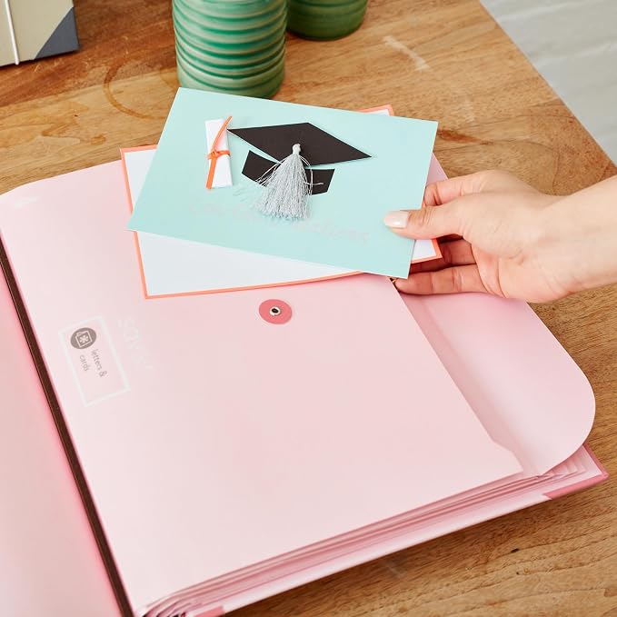 The Folio® Important Document Organizer by Savor | Binder with Guided Labels, Acid-Free File Folder Organizer with 10 Pockets, Document Holder for Home Records, Legal and Medical Papers (Pink) - Image 4