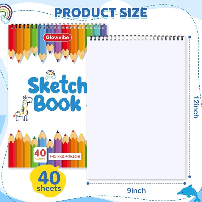 9" x 12" Sketch Book, 24-Pack 40 Sheets Drawing Paper Pad for Kids Coloring, Writing or Painting, Kid Drawing Pad & Art Supplies, Sketch pad for Kids Ages 3+ (9" x 12"(Pack of 24)) - Image 2