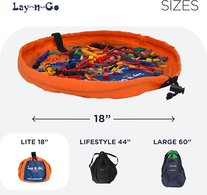 Lay-n-Go Layflat Portable Drawstring Cinch Storage Toy & Mini Figures Organizer & Play Mat, Mesh Pockets, Home & Travel, Kids & Toddlers Playdates, 2 Straps for Backpack, Durable, Machine Washable - Image 5