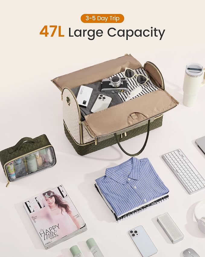 LOVEVOOK Convertible Travel Duffle Bag for Women Men, Garment Bag for Travel, Quilted Overnight Weekender Carry On Duffel Bags for Airplane, Suit Bags for Trip, Business - Image 4