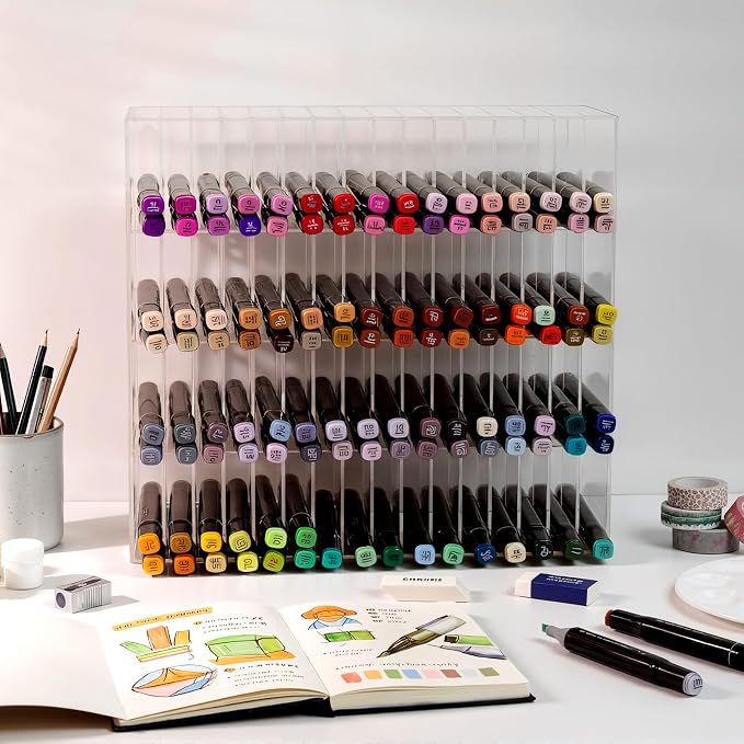 Colingmill Acrylic Marker Organizer for 256 Markers, Extra Large Art Marker Storage Rack for Desk, Back to School Supplies Durable Desk Storage for Artists Teachers Students Office(Medium) - Image 6