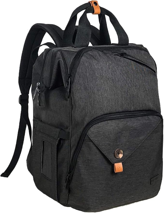 Hap Tim Diaper Bag Backpack,Large Capacity Travel Back Pack Maternity Baby Nappy Changing Bags, Double Compartments with Stroller Straps,Waterproof,Black (US7340-DG) by HapTim