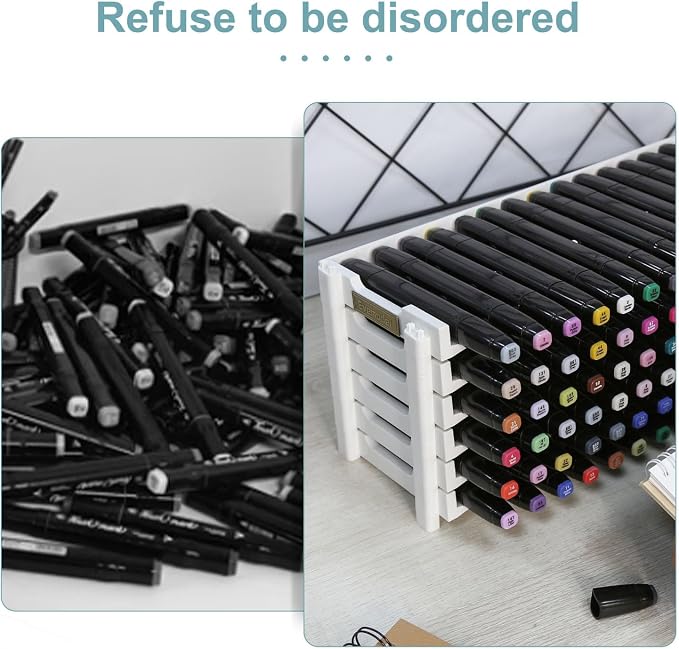 Universal Marker Storage Trays, Penholder Display for 90 Pens SN01 Pencil Organizer Holder for Desk (White-6 layers) - Image 4