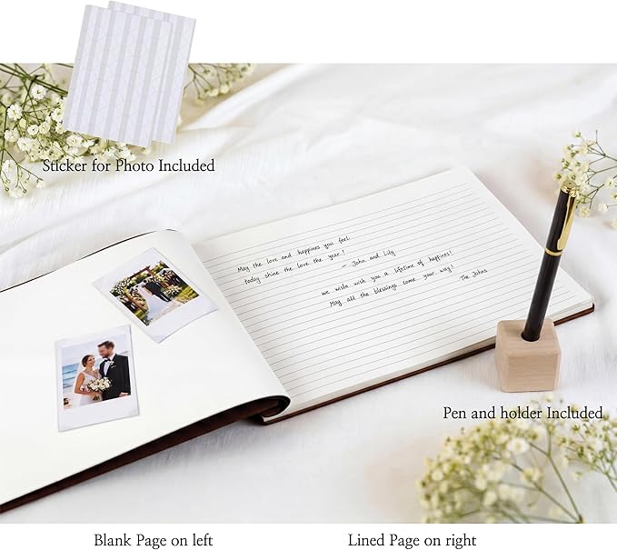 Aspen Studio Guest Book with Signing Pen with Photo of Polaroid for Wedding Book and Memorial Occasions Guest Signing Book for Wedding, Memory Guest Book - Image 5