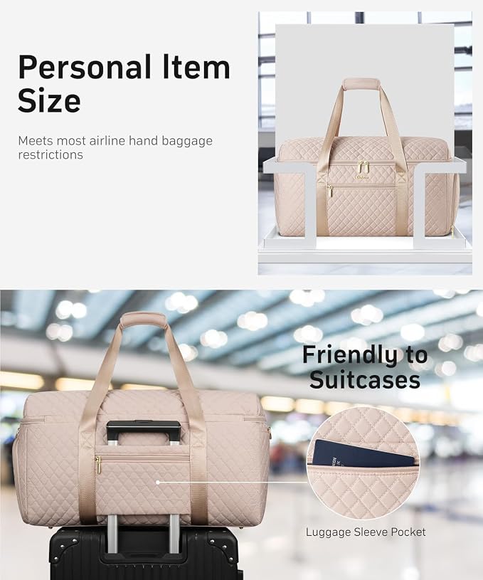Weekender Bags for Women, Wide Open Large Travel Duffle Bag with Shoe Compartment, Overnight Carry on Bag Personal Item Travel Bag with Wet Pocket (Nude) - Image 6
