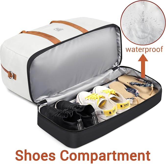 Weekender Bag for Women, Large Overnight Bag Canvas Travel Duffel Bag Carry On Tote with Shoe Compartment 21" 3Pcs Set - Image 2