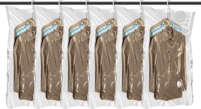 Flintronic Hanging Vacuum Storage Bags, 6pcs 110x70CM Vacuum Compression Zipper Storage Bags, Space Saver for Clothes, Suits, Dresses, Coats or Jackets by flintronic