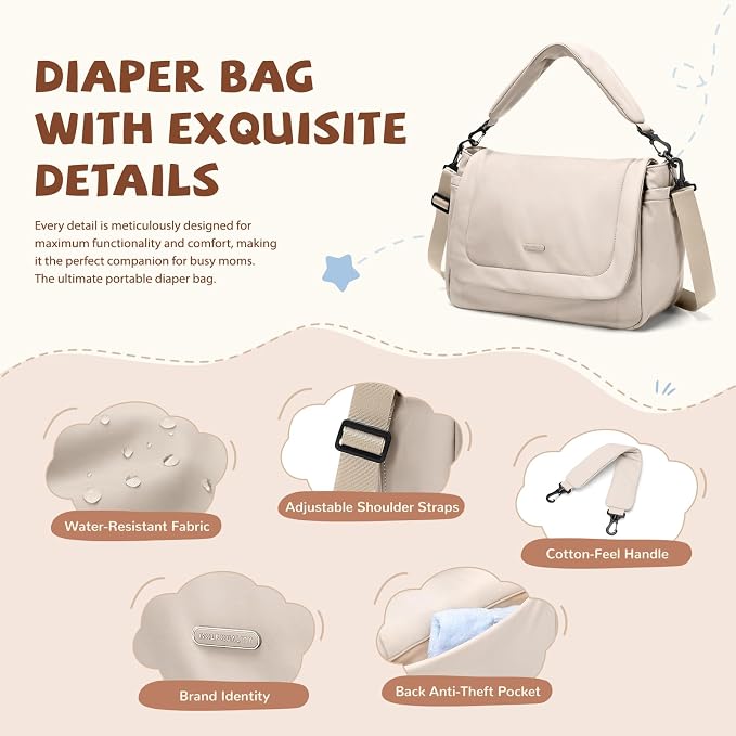 14L Puffer Diaper Bag Tote, Large Capacity Travel Diaper bags, Crossbody Hospital Bag for mom - Image 7